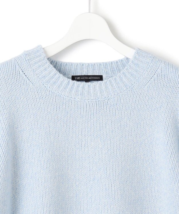 23区 S 【洗える】ウールカシミヤ パフスリーブ ニット スカイブルー系