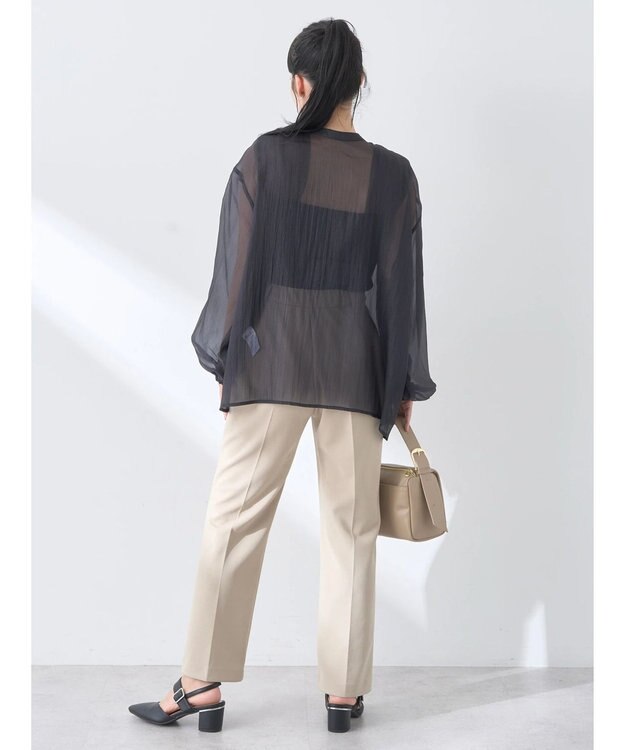 earth music&ecology シアーリボンシャツ Black