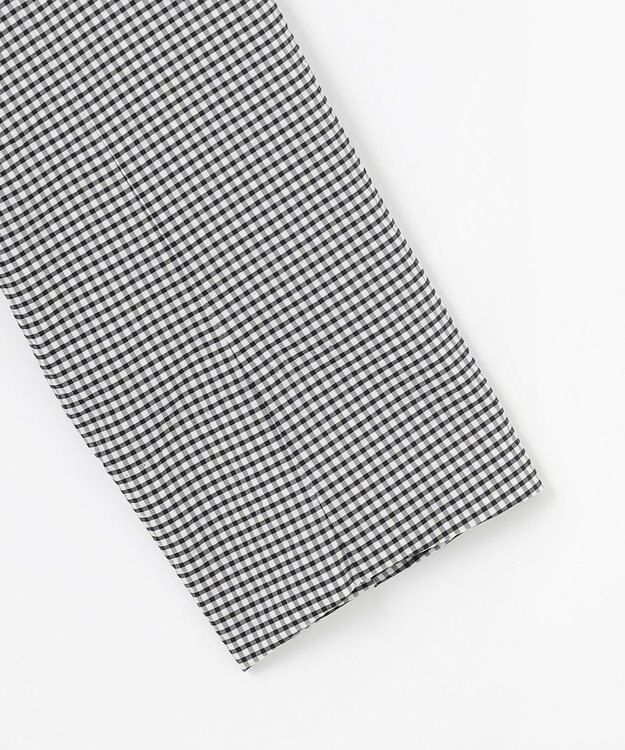 J.PRESS LADIES L 【洗える】Lightストレッチギンガム シングル トレンチコート ブラック×ライトグレーギンガム系