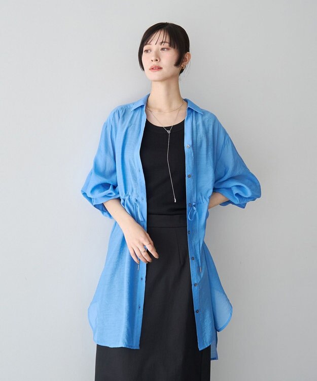 YECCA VECCA シアー2way袖バルーンチュニック Blue