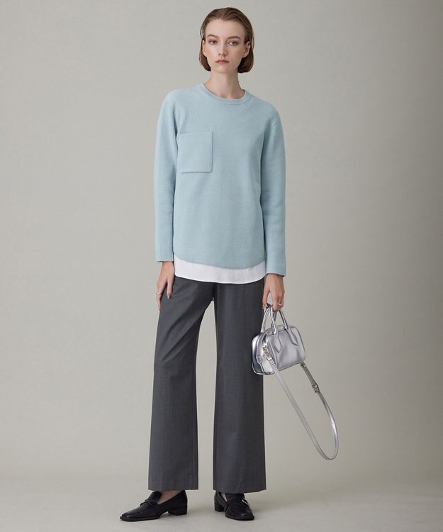 ICB 【洗える】 TWブロード ワイドストレートパンツ チャコール系