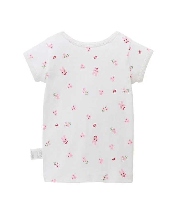 MIKI HOUSE HOT BISCUITS 【80-120cm】 フライス素材半袖肌着(女の子用インナー) 白×ピンク