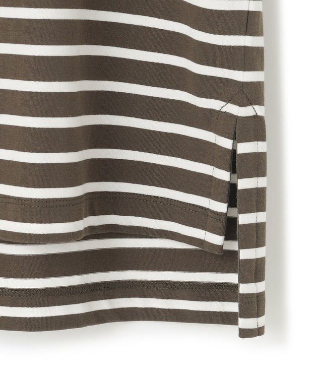 23区 S 【SLOW/一部店舗限定】ギザコットンボーダー ラウンドネックカットソー モカxオフホワイトボーダー