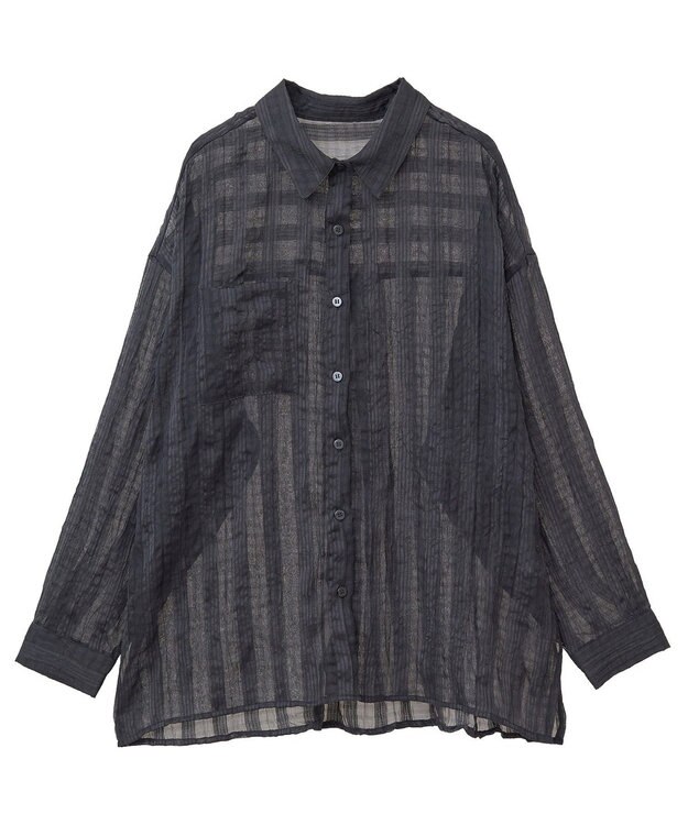 Green Parks シアーワッシャーロングスリーブシャツ Black