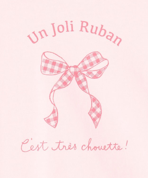 ANY KIDS 【一部店舗/WEB限定】【綿100%】プリント 半袖Tシャツ ピンク×リボン