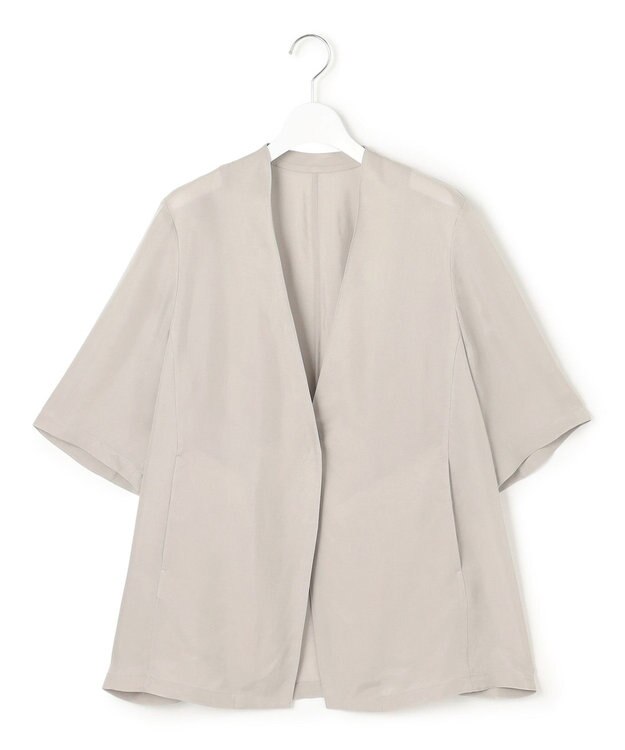 23区 L 【接触冷感性/洗える】フィブリルツイル ハーフスリーブ ジャケット ベージュ系