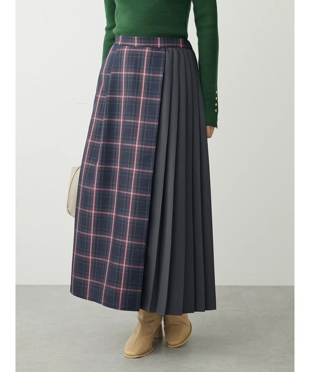 Green Parks アシメサイドプリーツスカート Black