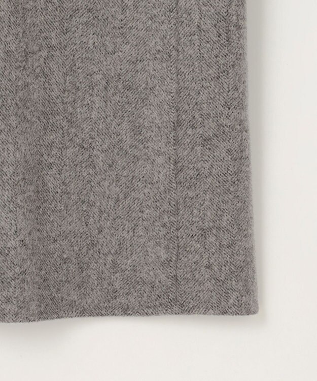 自由区 L ウールリバーロング コート グレーヘリンボン