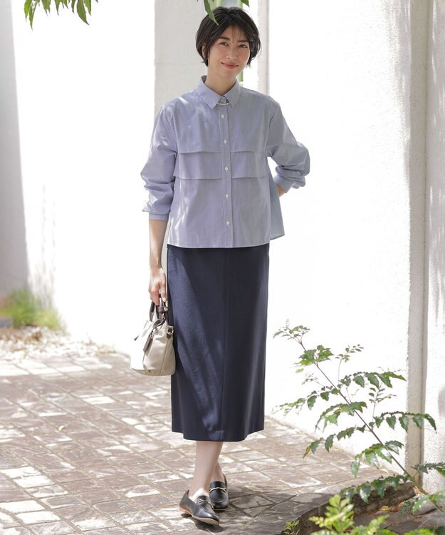 J.PRESS LADIES L Shineシャンブレーツイル スカート ネイビー系