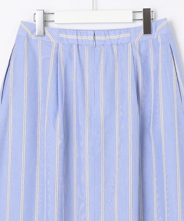 J.PRESS LADIES L 【洗える】 セルロース タイプライター ストライプ フレアー スカート サックスブルー系1