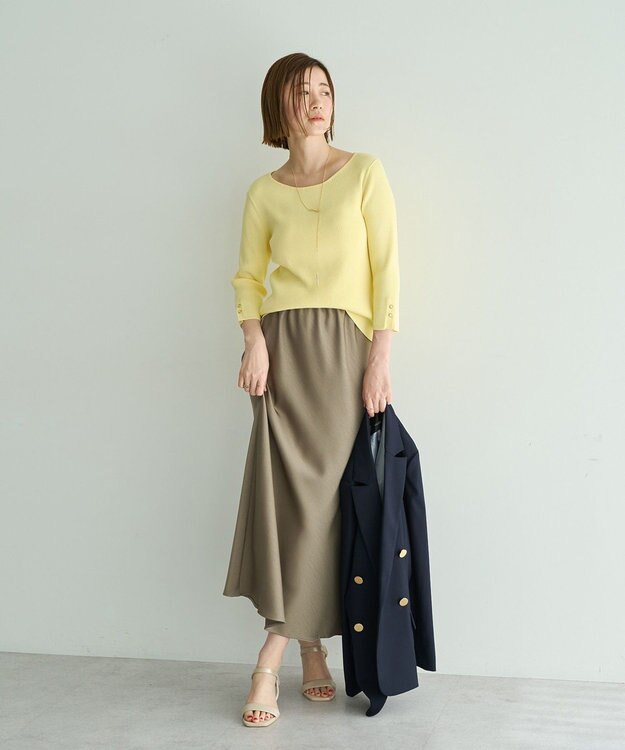 YECCA VECCA 袖釦7分袖リブニット Off White