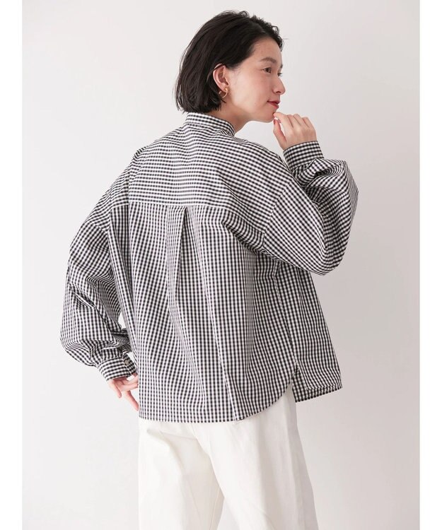AMERICAN HOLIC イージーケア切替タックワイドシャツ Gingham Check