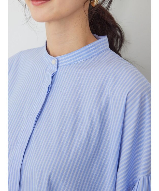 AMERICAN HOLIC サラックール／ＵＶカットティアードブラウス Stripe Sax