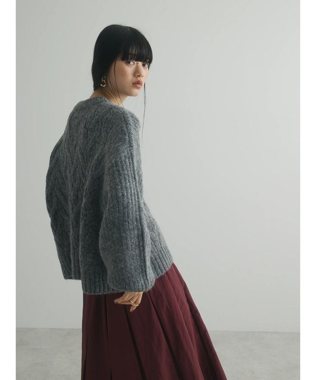 Green Parks armonia. ケーブルニットプルオーバー Charcoal Gray