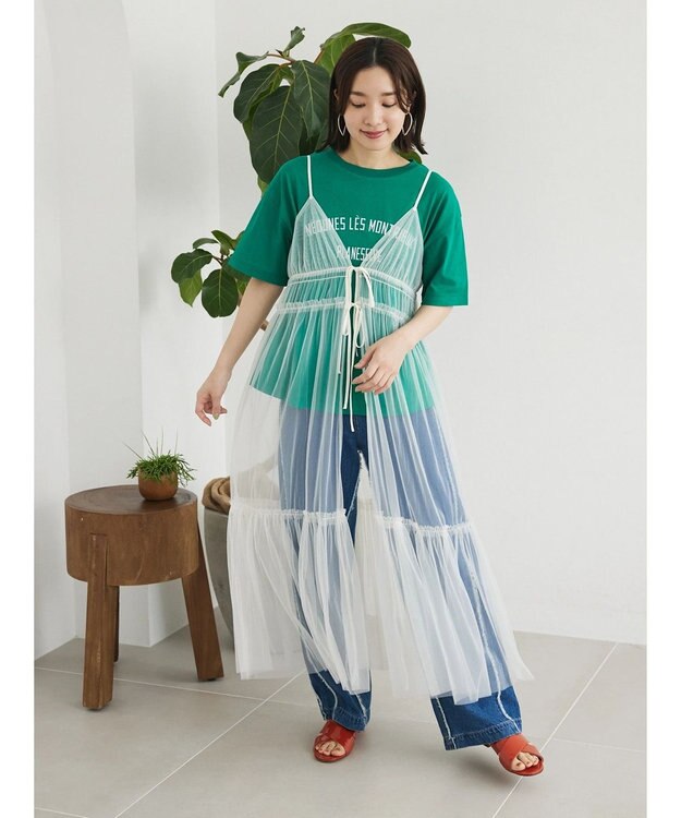 Green Parks ・ＥＬＥＮＣＡＲＥ　ＤＵＥ　２ｗａｙチュールキャミワンピ Off White