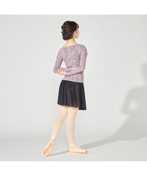 Chacott 【ノーソーイングニット】バレリーナネックジップトップ アッシュグレー