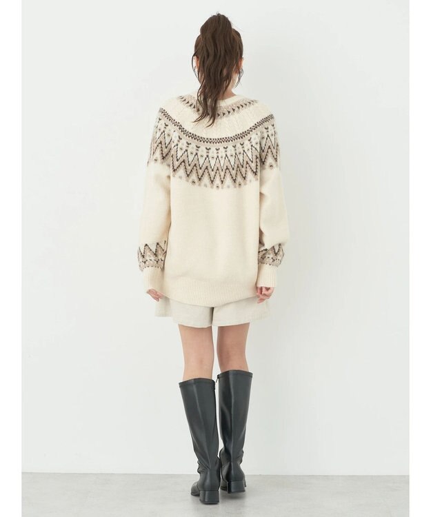 earth music&ecology オーロララメノルディックチュニック Ivory