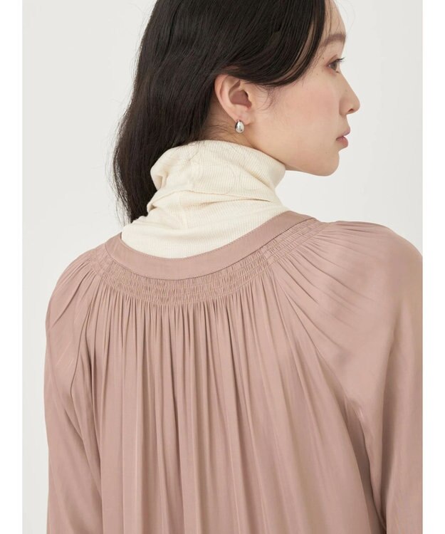 earth music&ecology サテンティアードワンピース Beige