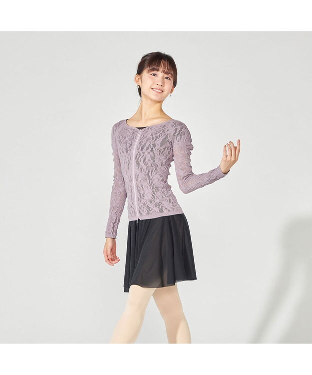 Chacott 【ノーソーイングニット】バレリーナネックジップトップ アッシュグレー