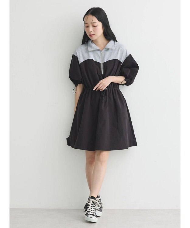 earth music&ecology ハーフＺＩＰミニワンピース Black