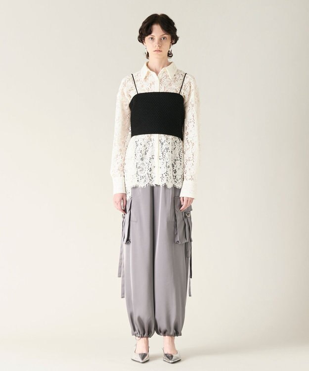 GRACE CONTINENTAL ニットライクレースビスチェ ブラック