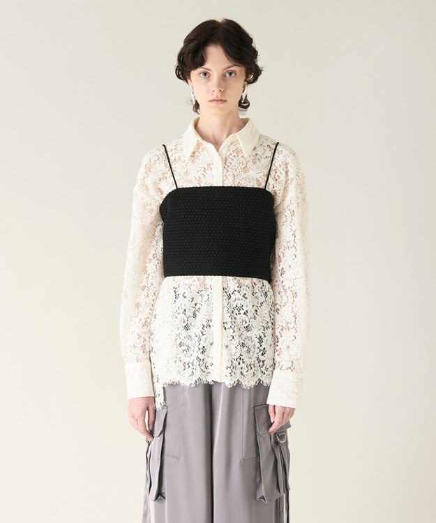 GRACE CONTINENTAL ニットライクレースビスチェ ブラック