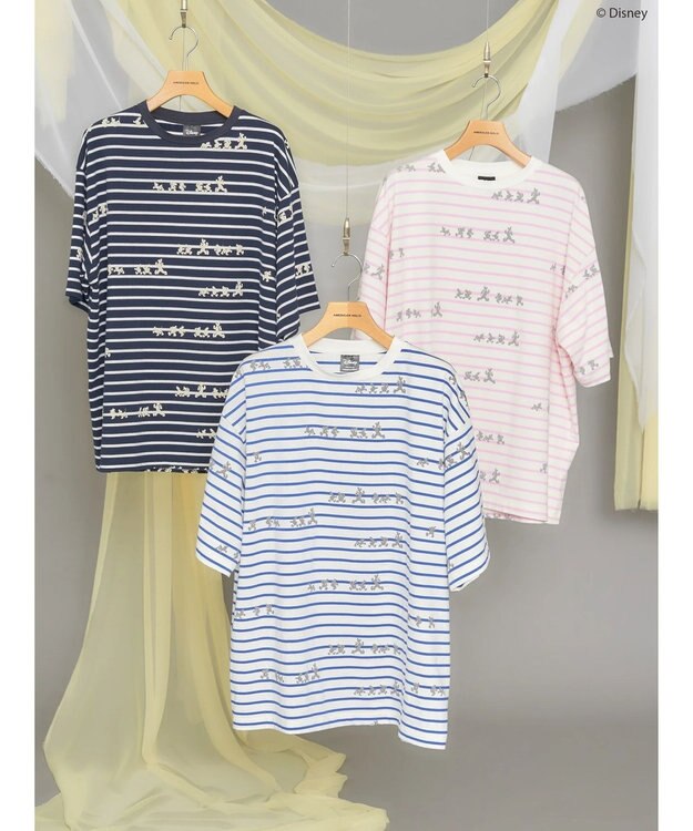 AMERICAN HOLIC 発砲プリントボーダーＴシャツ／Ｄｉｓｎｅｙ Border Ivory