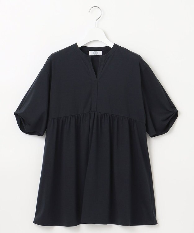 J.PRESS LADIES 【洗える】プレーティング キーネック カットソー ネイビー系