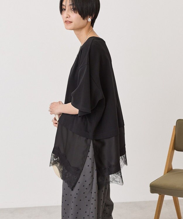 AMERICAN HOLIC レースドッキングＴシャツ Black