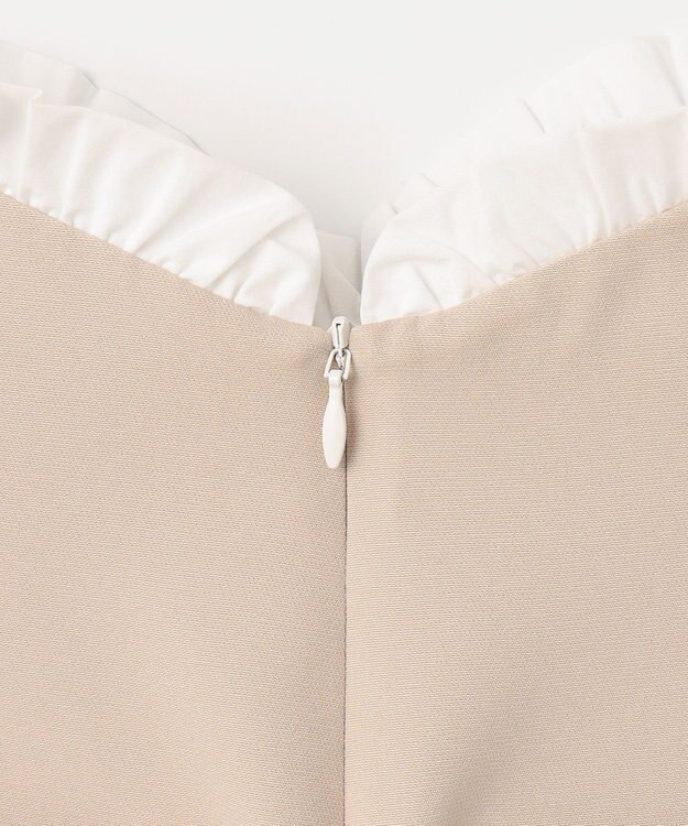 Feroux フリルデザイン・サス付きパンツ ベージュ系