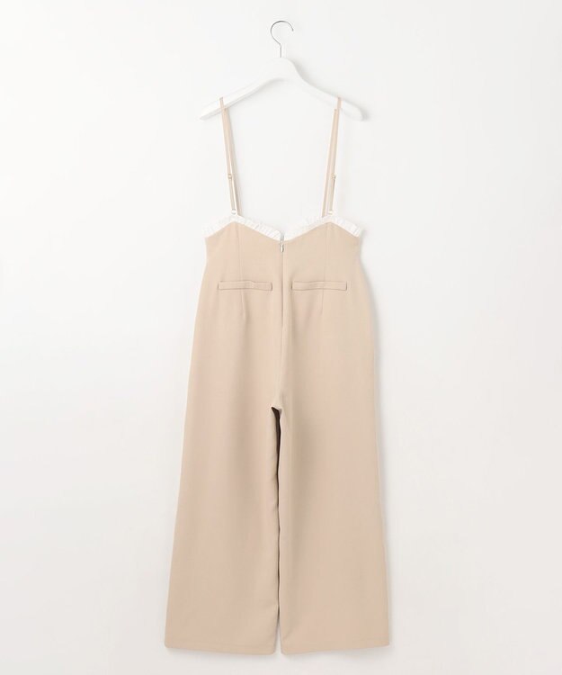 Feroux フリルデザイン・サス付きパンツ ベージュ系