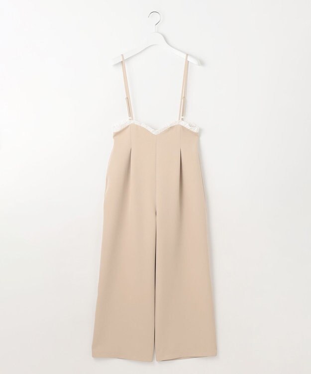 Feroux フリルデザイン・サス付きパンツ ベージュ系