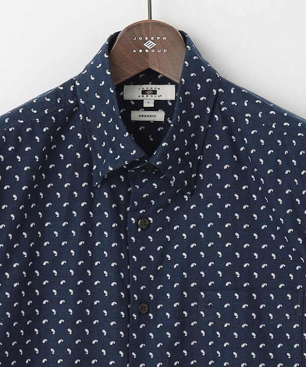 JOSEPH ABBOUD 【オーガニックコットン】フランネルペイズリー柄プリント シャツ ネイビー系5