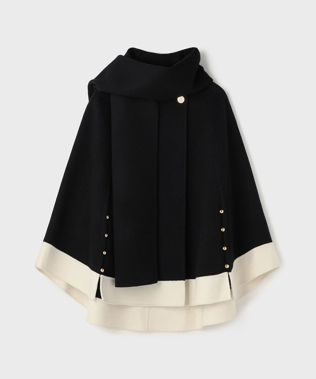 GRACE CONTINENTAL ストール付リバーケープ ブラック