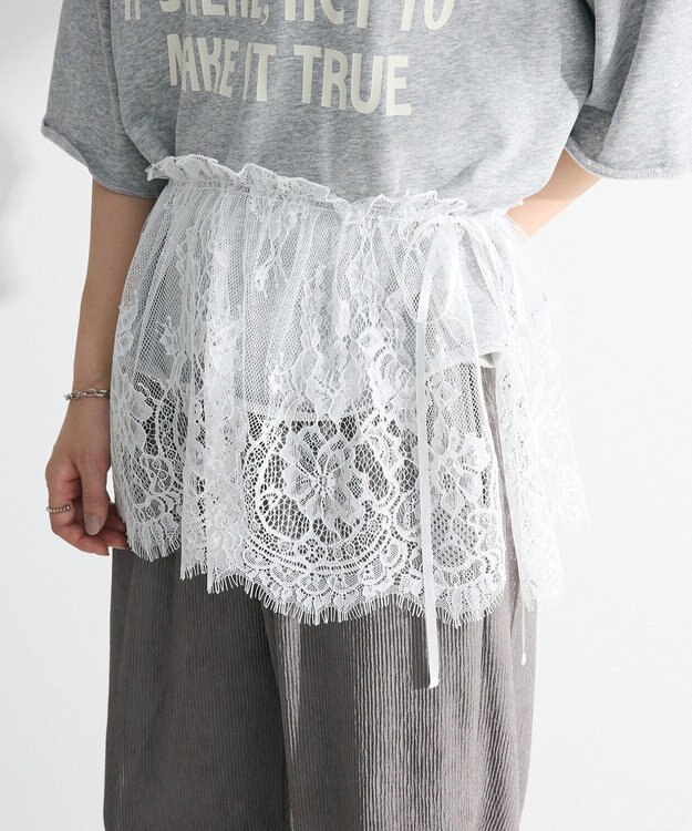 Green Parks レースレイヤード付け裾 Off White