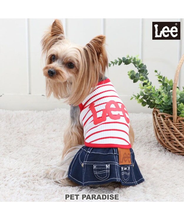 PET PARADISE 犬の服 犬 Lee スカート つなぎ 【小型犬】 リブ ボーダー 赤