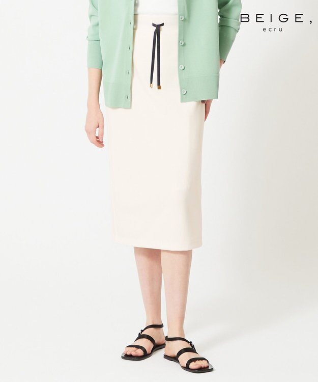 BEIGE， WALNUT / Iラインスカート White