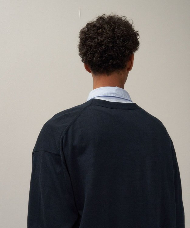 ATON NUBUCK SILK COTTON | オーバーサイズカーディガン - UNISEX NAVY