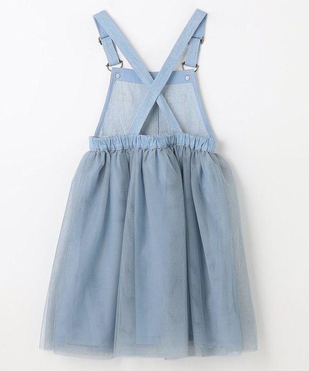 ANY KIDS チュール付き ジャンパースカート デニムブルー