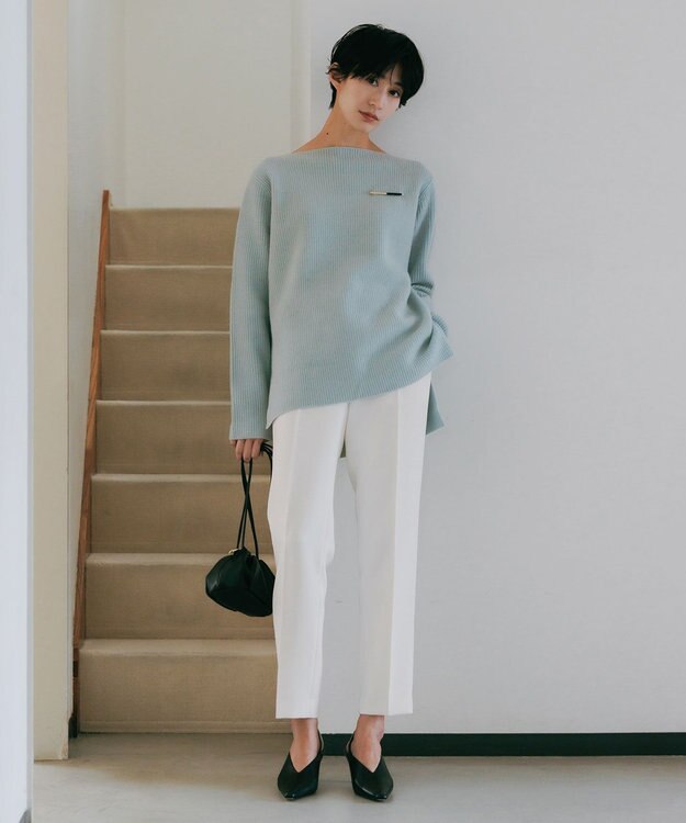ICB 【WEB限定カラーあり】ウールカシミヤ ボートネックニット シャーベットミント系