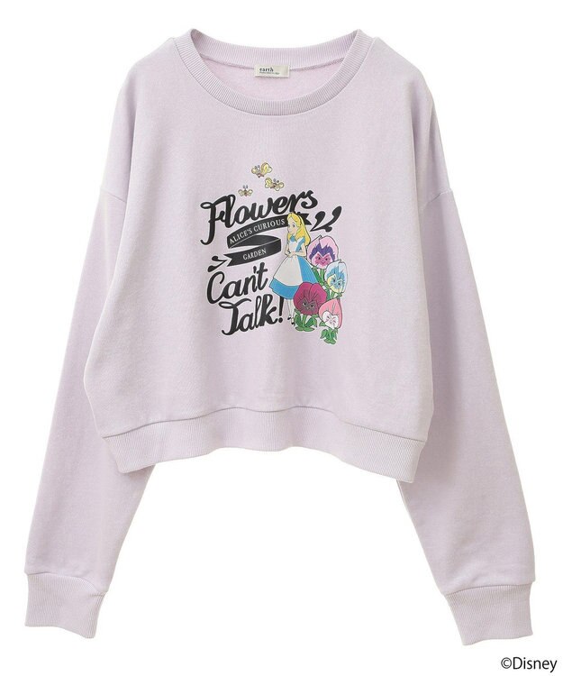 earth music&ecology ふしぎの国のアリス／ショート丈スウェット Purple