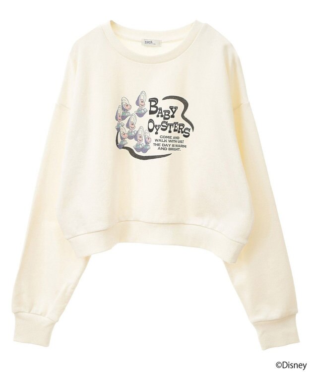 earth music&ecology ふしぎの国のアリス／ショート丈スウェット Ivory