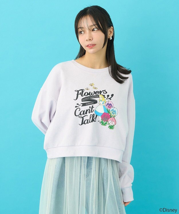 earth music&ecology ふしぎの国のアリス／ショート丈スウェット Purple