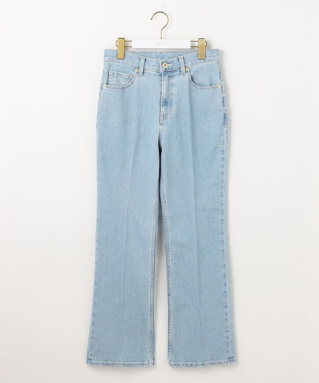 ANY SIS 【美Denimシリーズ】センタープレスセミフレア デニム ブリーチインディゴ