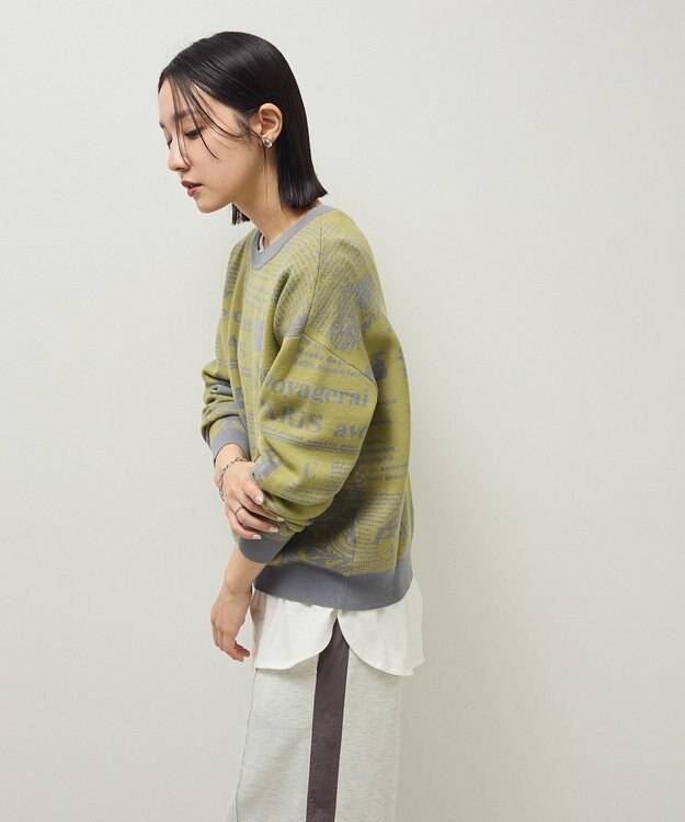 Green Parks ・ｆｕｒｒｙ　ｒａｔｅ　ジャカードニットプルオーバ Yellow