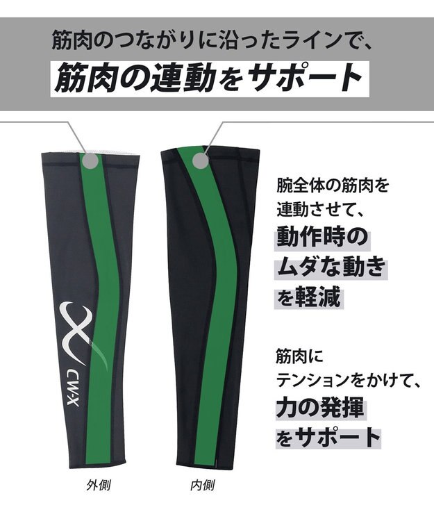 CW-X 【UNISEX】 CW-X アームサポーター 【右腕用】 腕全体の筋肉を連動 肘の負担を軽減 ストレッチ性(本体) ユニセックス BCR001 /ワコール ブラックスペシャル