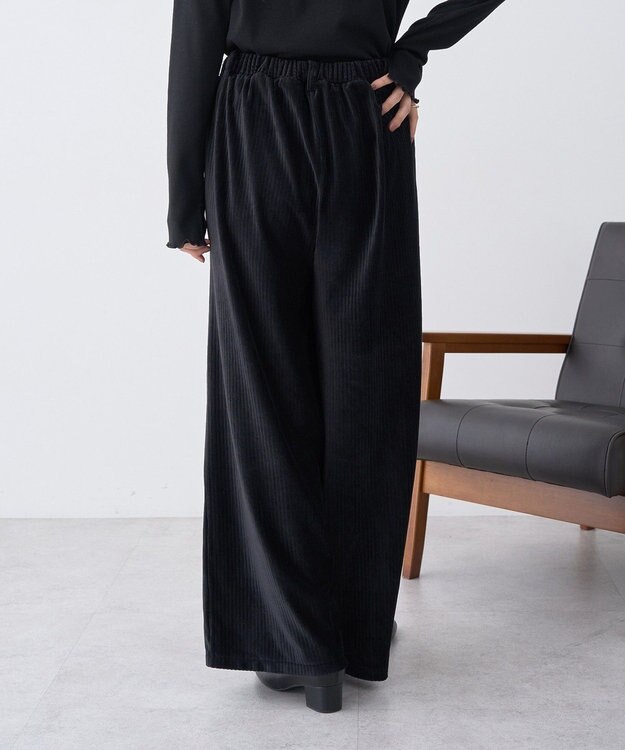 earth music&ecology コーデュロイタックパンツ Black