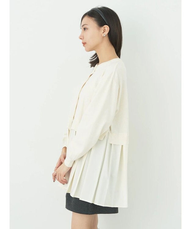earth music&ecology プリーツドッキングカーディガン Ivory