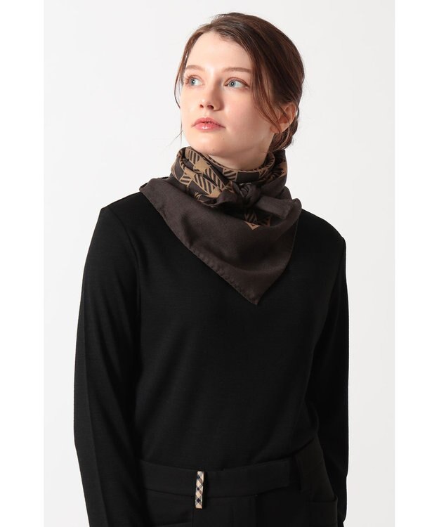 DAKS ウールシルクブレンドスクエアストール ブラウン