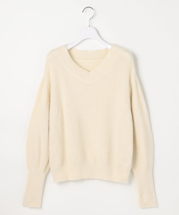 ANY SIS 【2SET】フェザー ニット × フロッキー スカート アイボリー×ブラウン